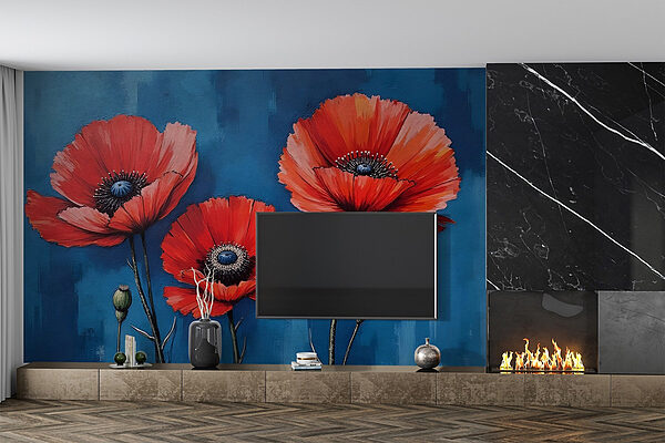 Peinture de fleurs rouges Papier peint Peinture de fleurs rouges