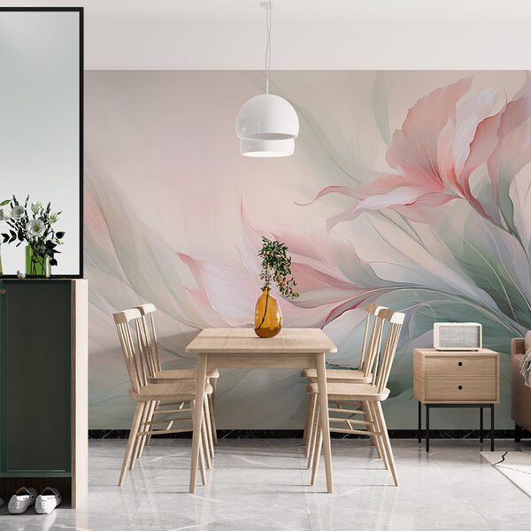 Papier peint Peinture de fleurs et de feuilles