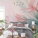 Papier peint Peinture de fleurs et de feuilles