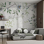 Papier peint Peinture de fleurs et de feuilles