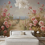 Papier peint Peinture de roses roses