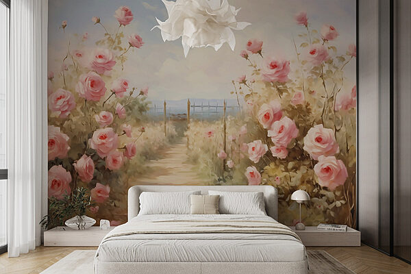 Peinture de roses roses Papier peint Peinture de roses roses