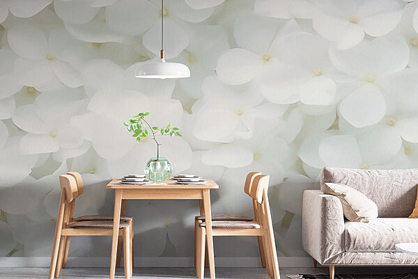 Groupe de fleurs blanches Papier peint Groupe de fleurs blanches