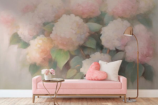 Peinture de fleurs sur fond blanc Papier peint Peinture de fleurs sur fond blanc