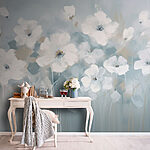Papier peint Peinture de fleurs blanches