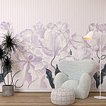 Papier peint Fleurs délicates dans des tons pastel doux