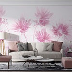Papier peint Groupe de fleurs roses