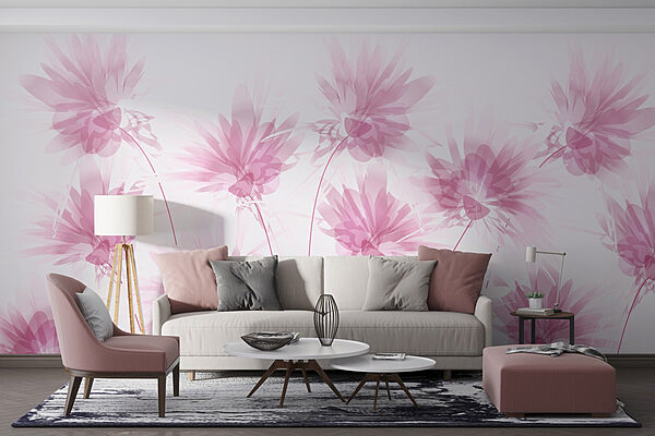 Groupe de fleurs roses Papier peint Groupe de fleurs roses