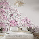 Papier peint Fleurs roses avec des taches violettes