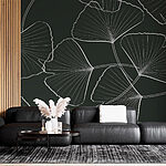 Papier peint Motif de feuilles sur fond noir