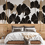 Papier peint Feuilles élégantes dans un design monochrome.