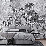 Papier peint Image de fleurs en noir et blanc