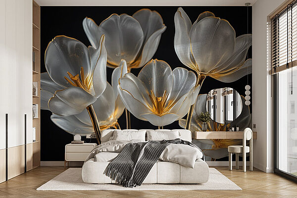 Groupe de fleurs en verre Papier peint Groupe de fleurs en verre