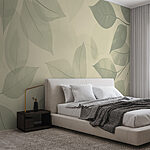 Papier peint Feuilles douces sur fond clair