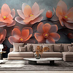 Papier peint Groupe de fleurs roses sur une branche