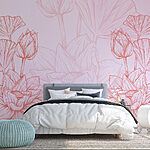Papier peint Dessin de fleurs roses et blanches