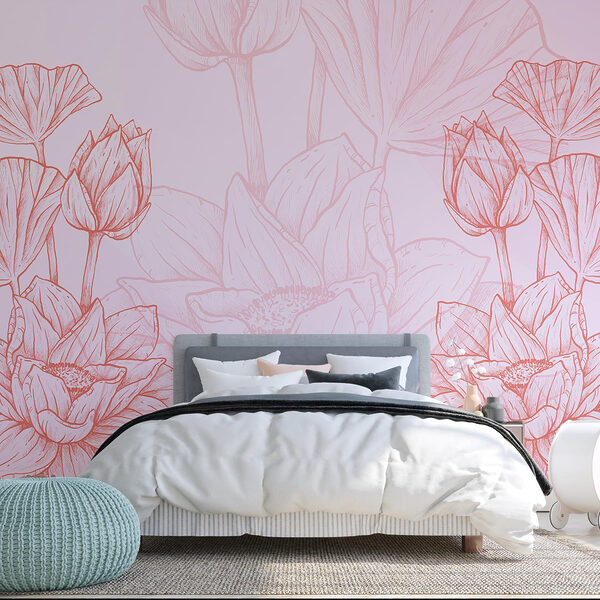 Dessin de fleurs roses et blanches Papier peint Dessin de fleurs roses et blanches