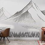Papier peint Chaîne de montagnes avec des arbres