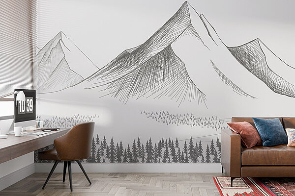 Chaîne de montagnes avec des arbres Papier peint Chaîne de montagnes avec des arbres