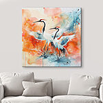 Tableaux Peinture de grues sur fond coloré