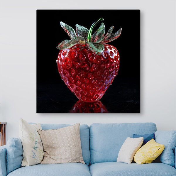 Fraise en verre avec une tige verte Tableaux Fraise en verre avec une tige verte