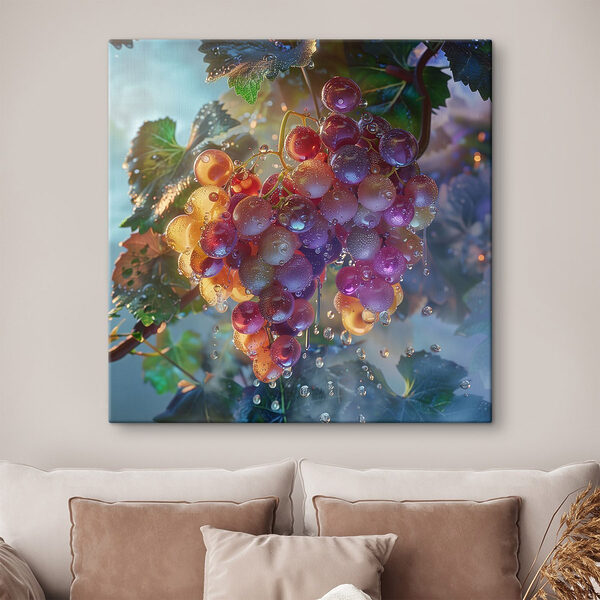 Grappe de raisins avec des gouttes d'eau dessus Tableaux Grappe de raisins avec des gouttes d'eau dessus