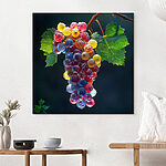 Tableaux Grappe de raisins colorés avec des gouttes d'eau sur eux