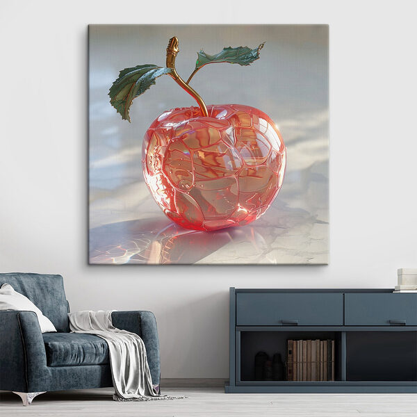 Pomme en verre avec tige et feuilles Tableaux Pomme en verre avec tige et feuilles