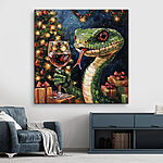 Tableaux Peinture d'un serpent tenant un verre de vin