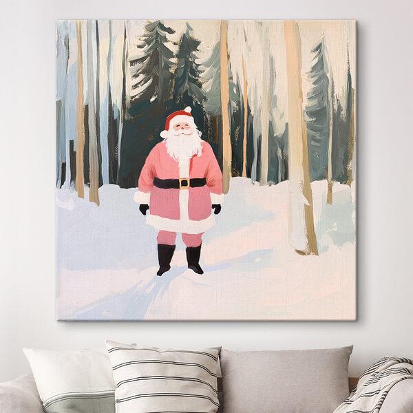 Peinture d'un père Noël dans la neige Tableaux Peinture d'un père Noël dans la neige