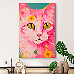 Tableaux Peinture d'un chat avec des fleurs