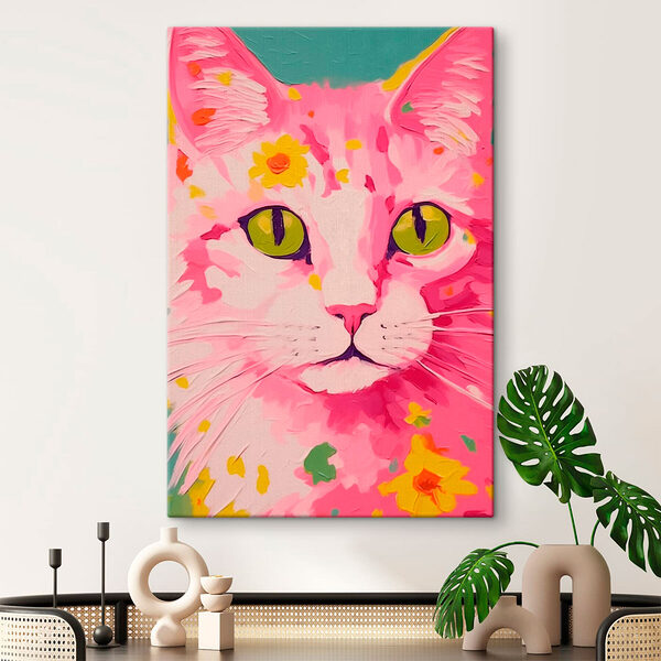 Peinture d'un chat avec des fleurs Tableaux Peinture d'un chat avec des fleurs