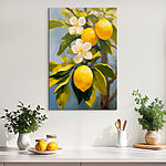 Tableaux Peinture de citrons et de fleurs sur un arbre