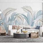 Papier peint Feuilles luxuriantes dans des tons doux