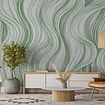 Papier peint Motif ondulé vert et blanc