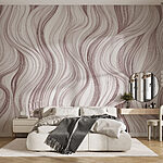 Papier peint Motif ondulé blanc et rouge
