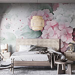 Papier peint Peinture de fleurs roses