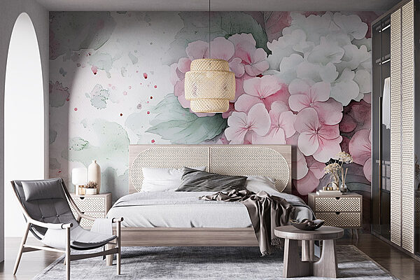 Peinture de fleurs roses Papier peint Peinture de fleurs roses