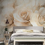 Papier peint Groupe de roses blanches