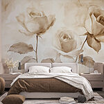 Papier peint Peinture de roses avec feuilles