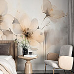 Papier peint Peinture de fleurs sur une surface blanche