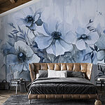Papier peint Peinture de fleurs sur fond blanc