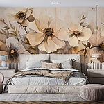 Papier peint Peinture de fleurs sur un mur