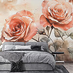 Papier peint Peinture de deux roses
