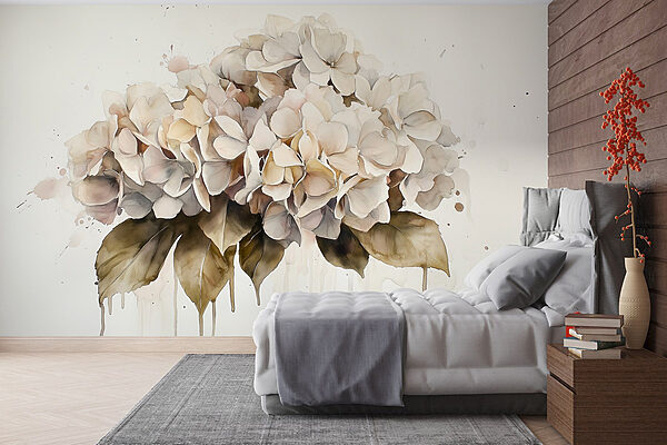 Peinture d'un bouquet de fleurs blanches Papier peint Peinture d'un bouquet de fleurs blanches