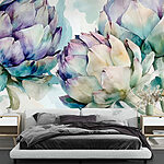Papier peint Artichauts d'art sur fond blanc