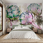 Papier peint Artichauts d'art sur fond blanc