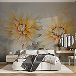 Papier peint Peinture de fleurs sur fond blanc