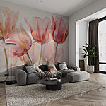 Papier peint Groupe de tulipes roses
