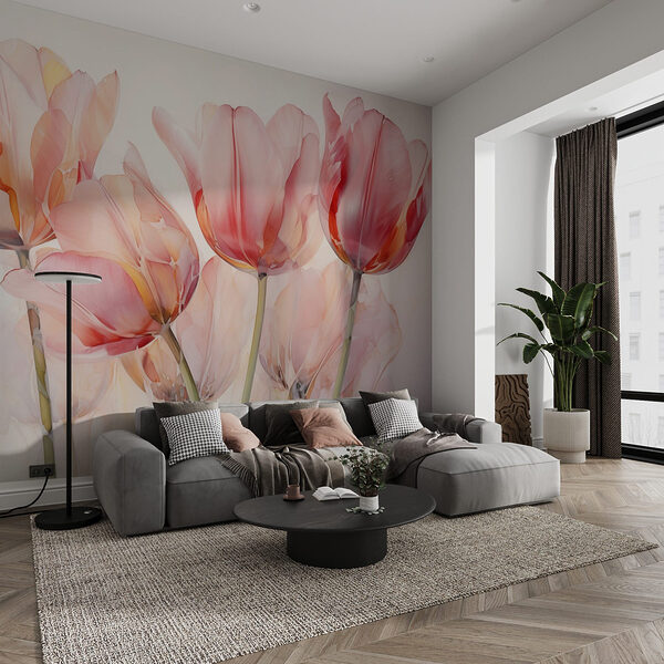 Groupe de tulipes roses Papier peint Groupe de tulipes roses